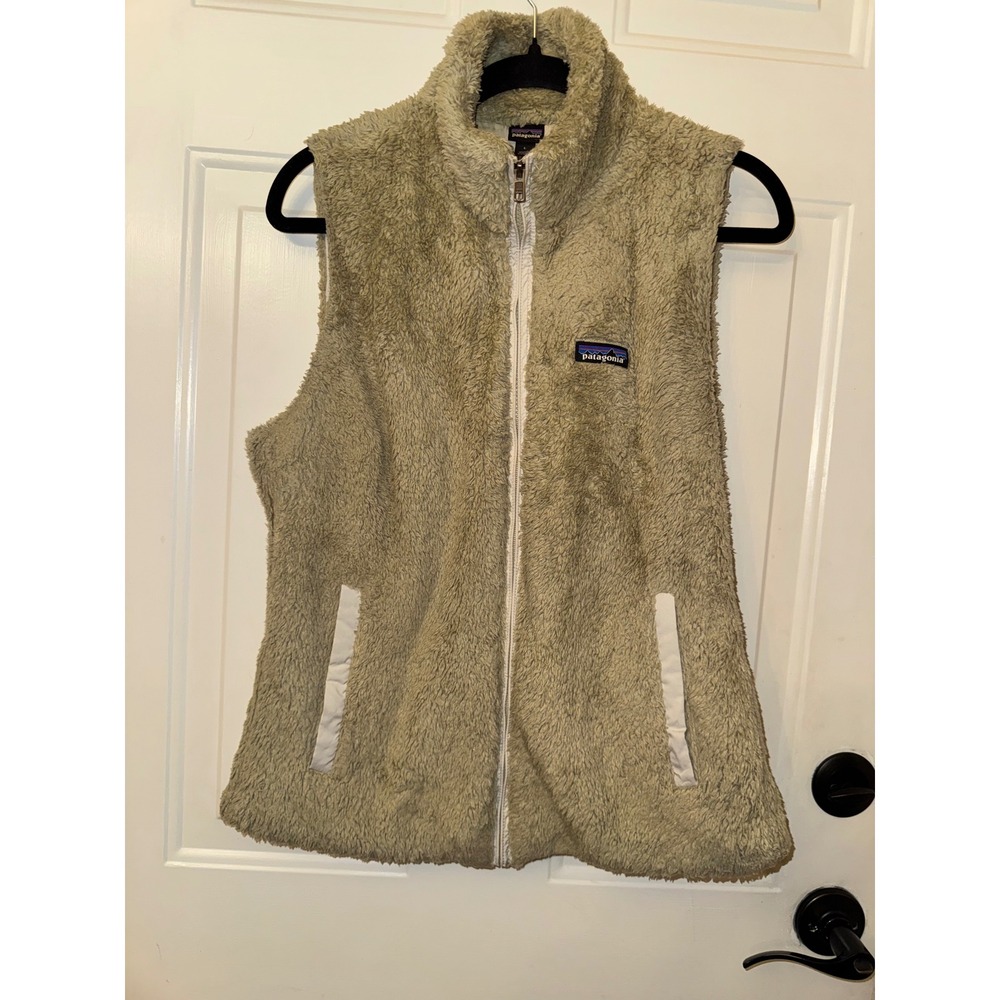 Patagonia Womens Los Gatos Fleece Vest Tan Khaki Full Zip 25216 Size L